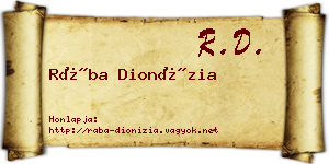 Rába Dionízia névjegykártya